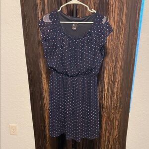 Enfocus Studio Navy Dress with Pink Dots